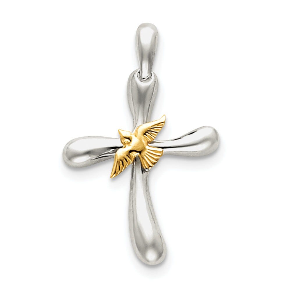Sterling Silver & Vermeil Dove Cross Pendant