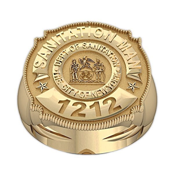 Personalized Sanitation Badge w/ Number, Department, & Rank