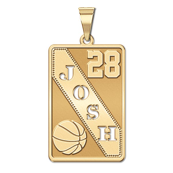 Personalized Basketball Pendant w/ Cut-out Name & Number