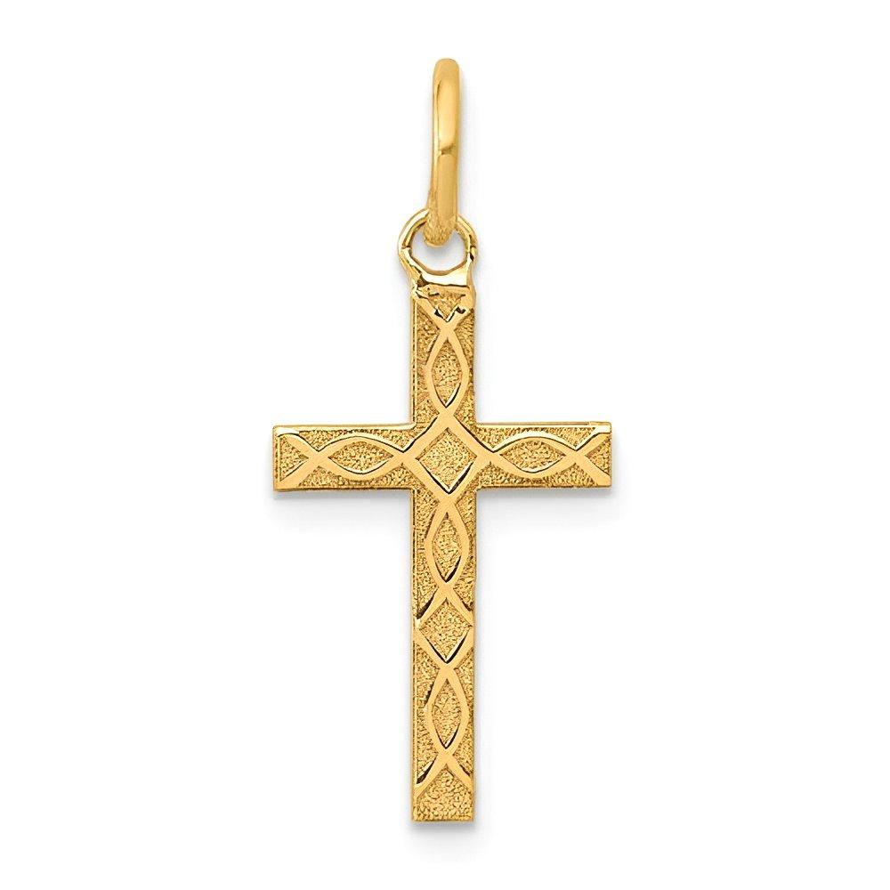 14K Laser Designed Cross Charm