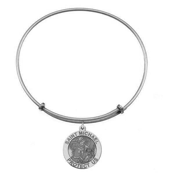Expandable Bracelet W/ Saint Michael Round Religious Charm