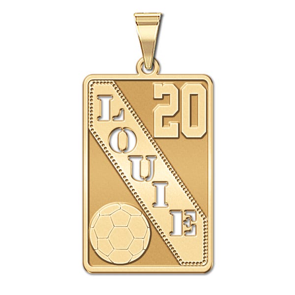 Personalized Soccer Pendant w/ Cut-out Name & Number
