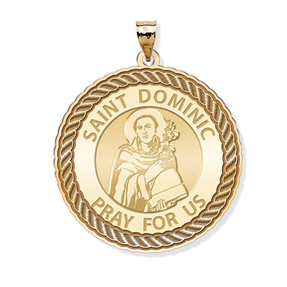 Saint Dominic Round Rope Border Religious Medal