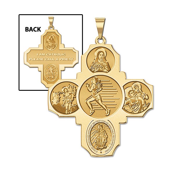 Four Way Cross - Track Female Religious Medal  "EXCLUSIVE"