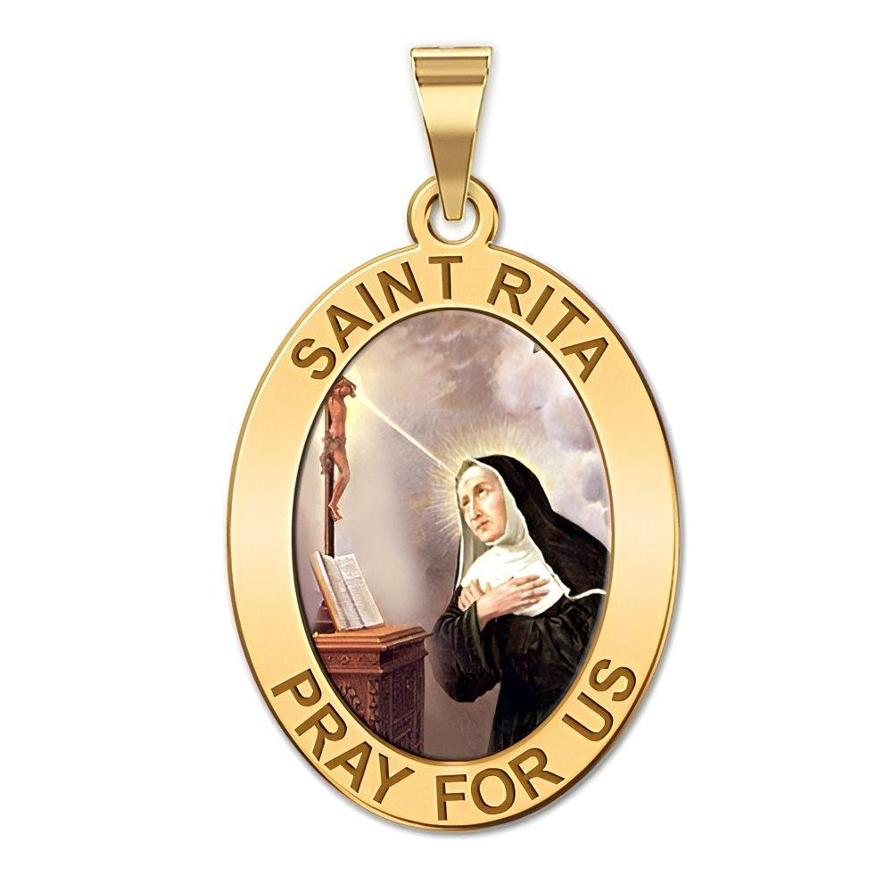 Saint Rita Oval Religious Medal Color