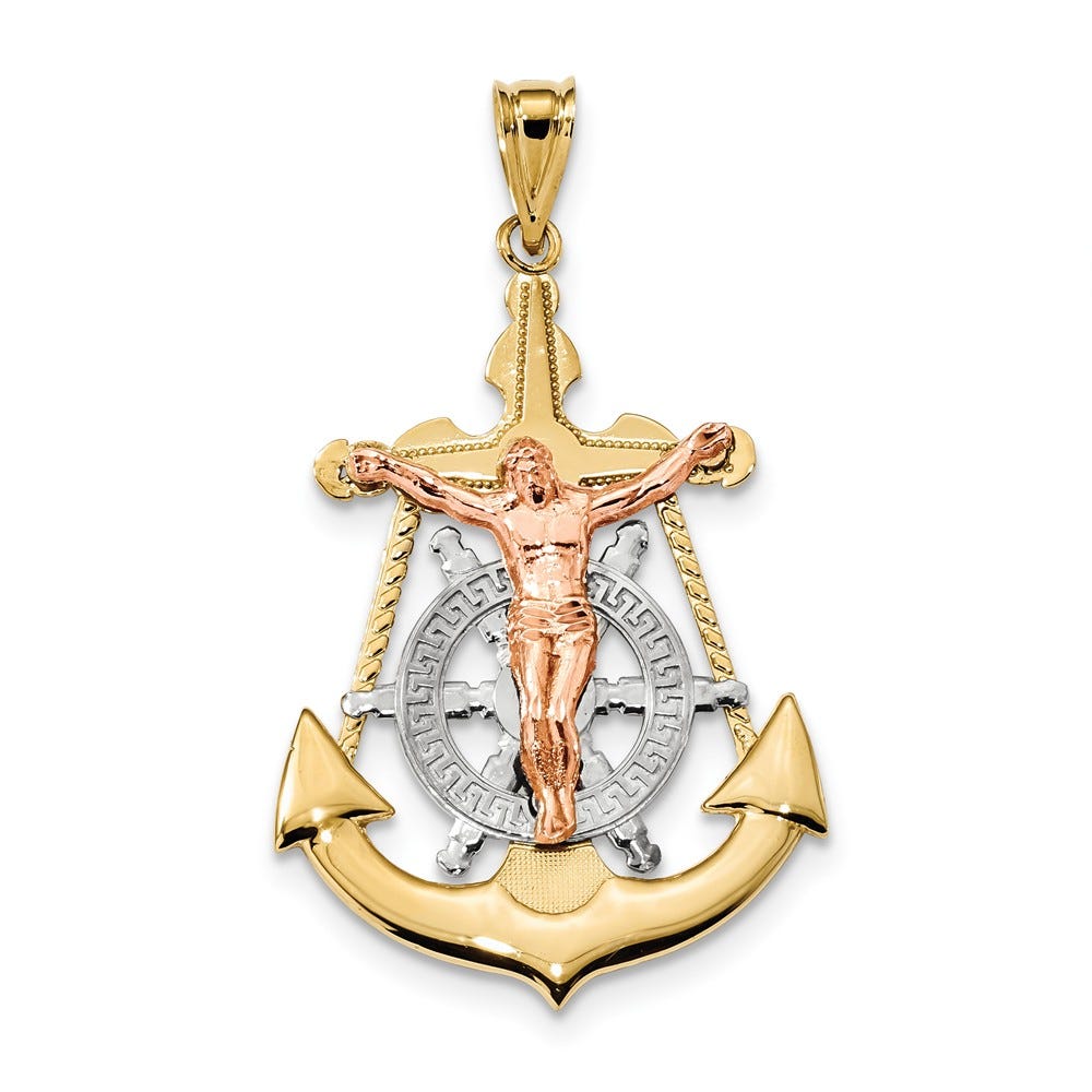 14k Tri-Color Mariner Crucifix Pendant