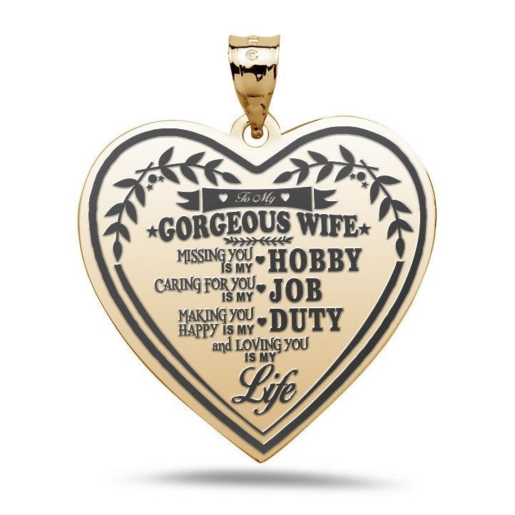 " To My Wife " Heart Pendant or Charm