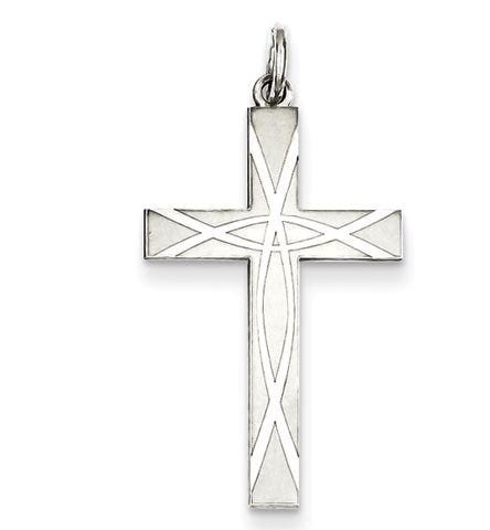 Sterling Silver Laser Designed Cross Pendant