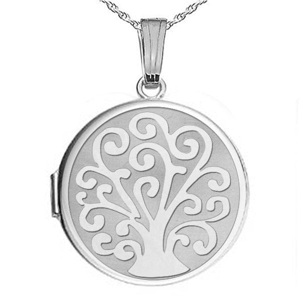 Silver Tree of Life Round Photo Locket