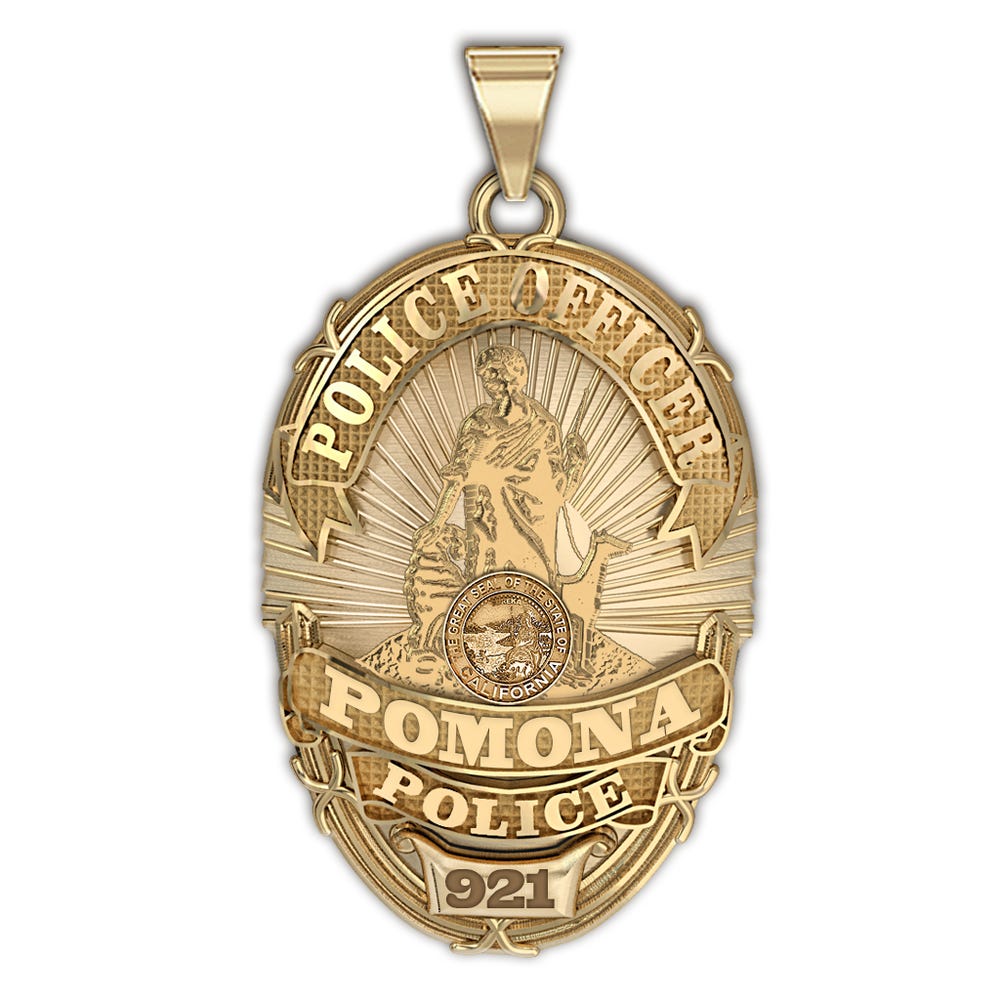 Personalized Pomona California Police Badge with Your Rank and Number