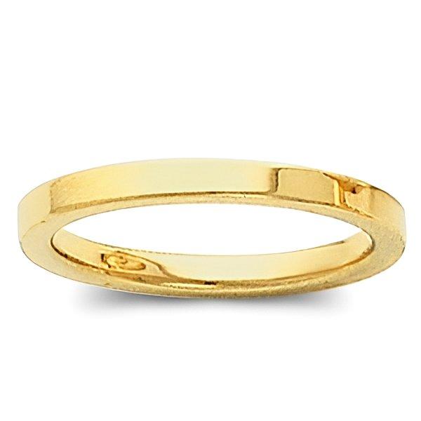 14k Yellow Gold 2mm Flat Polish Finish Wedding Band