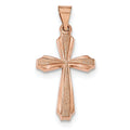 14K Rose Gold Textured, Brushed and Polished Passion Cross Pendant