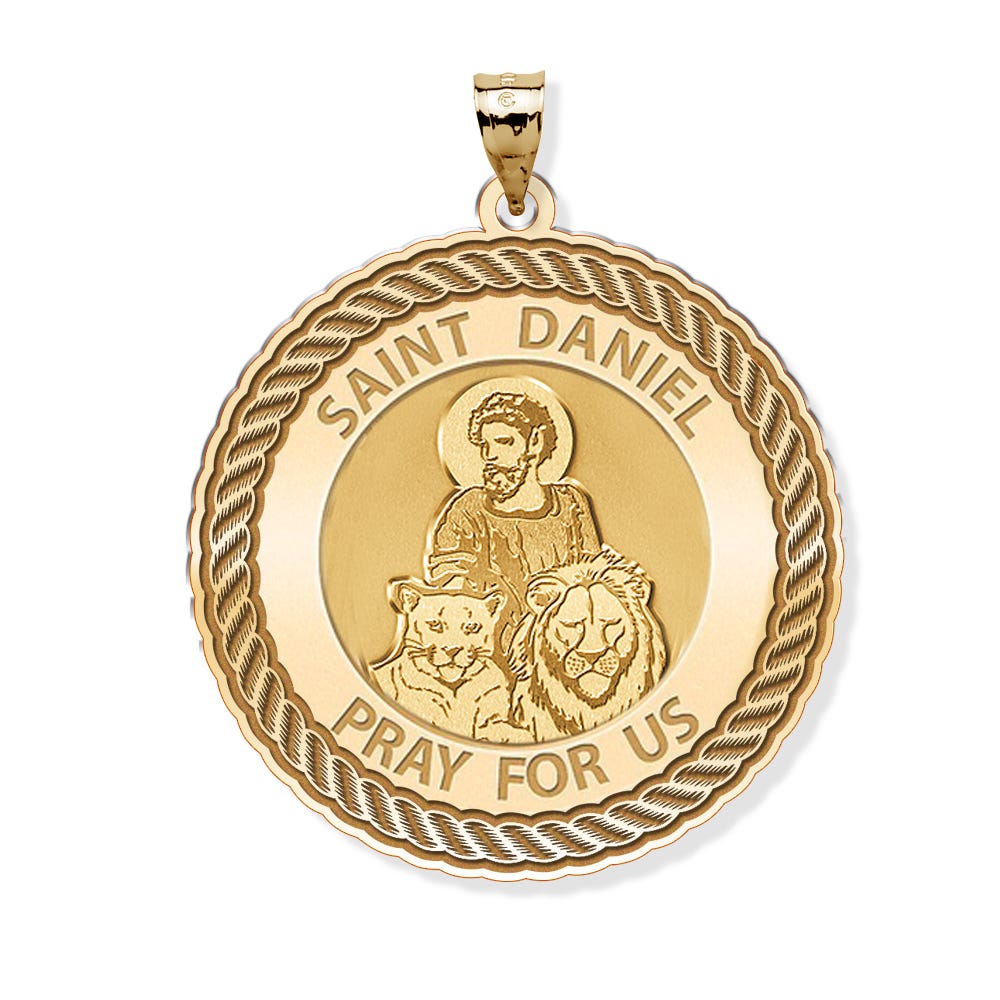 Saint Daniel Round Rope Border Religious Medal