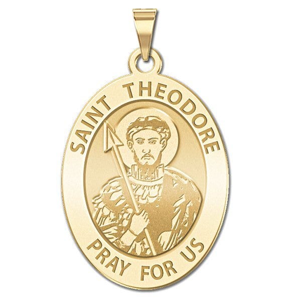 Saint Theodore - Oval Religious Medal