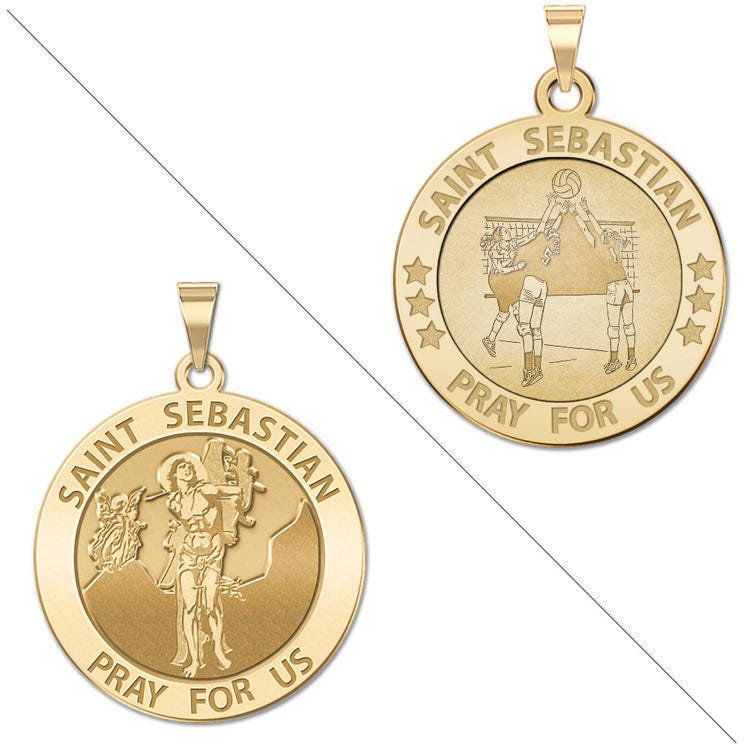 Volleyball - Saint Sebastian Doubledside Sports Religious Medal "EXCLUSIVE"