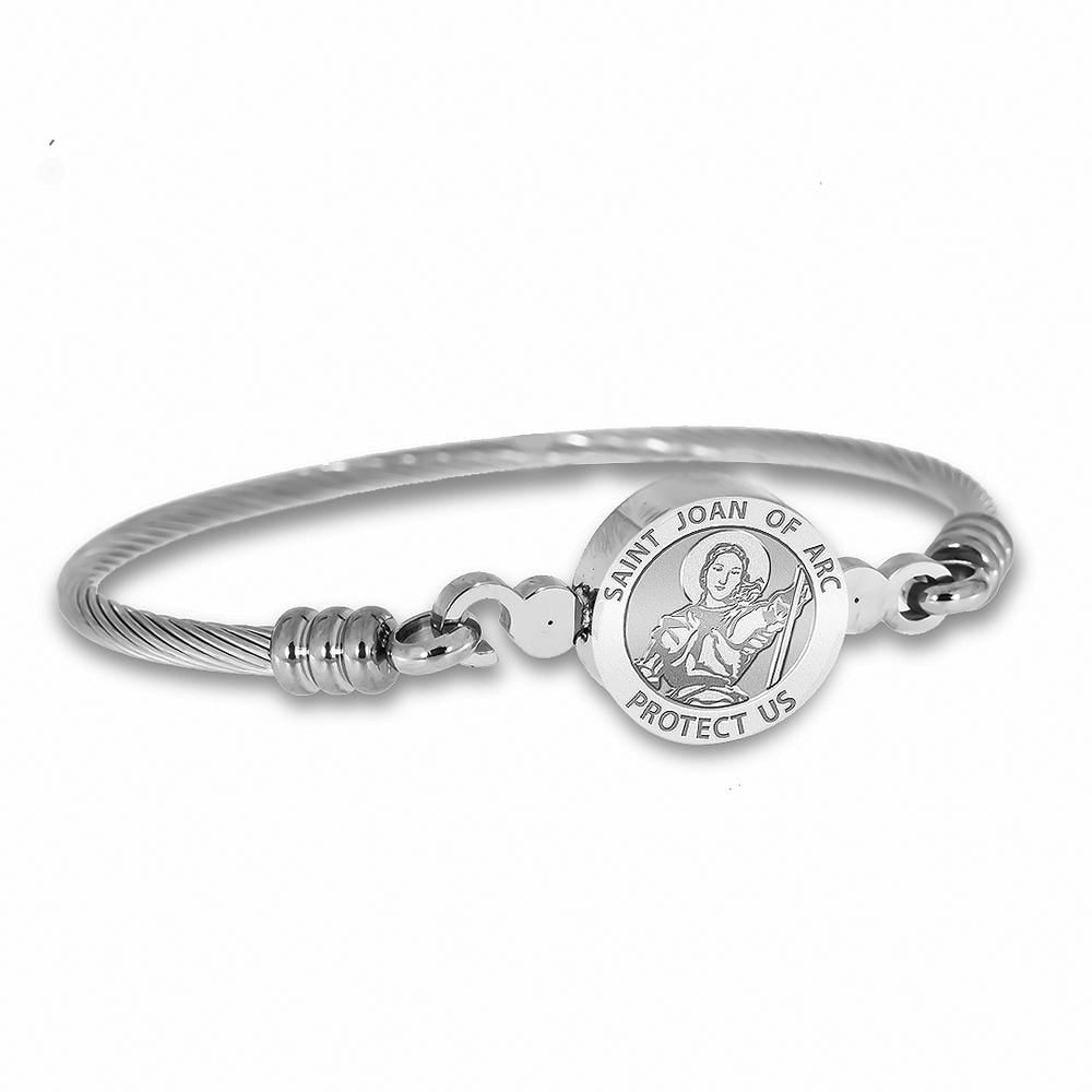 Stainless Steel Saint Joan of Arc Bangle Bracelet