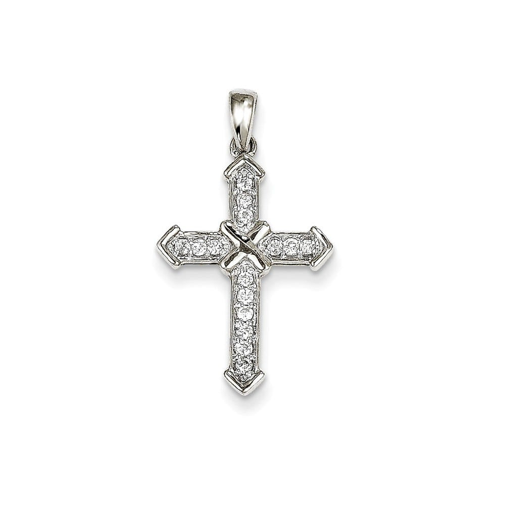 14k White Gold Passion Diamond Cross Pendant