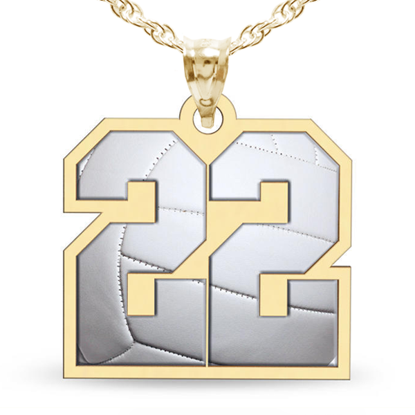 Color Enameled Volleyball Number Charm or  Pendant with 2 Digits
