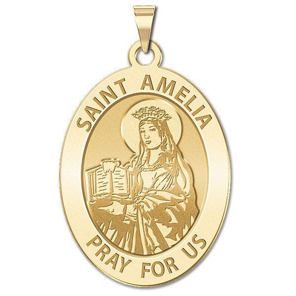 Saint Amelia Religious Medal - Oval