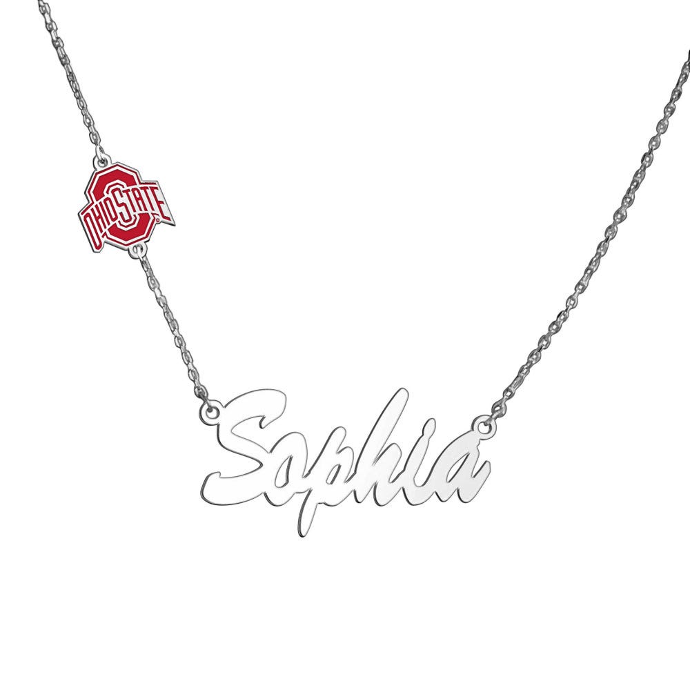 Ohio State University Name Necklace with Color Logo Charm