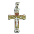 Sterling Silver Tri-color Crucifix Cross Pendant