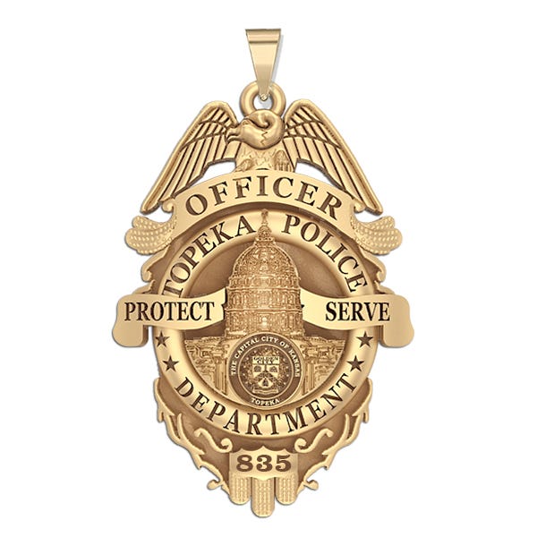 Personalized Topeka Kansas Police Badge with Your Rank, Number & Department