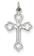 Sterling Silver Budded Cross w/CZ Charm