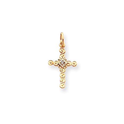 14k Small AA Diamond Cross Charm