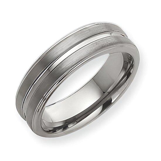 Tungsten Grooved 7mm Brushed and Polished Wedding Band