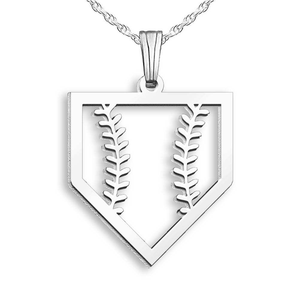 Baseball Stitching Homeplate Cut-Out Pendant or Charm