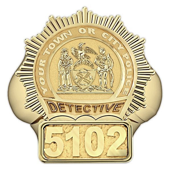 Personalized Detective Badge Ring with Number & Department