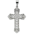 14K White Gold Heart Openwork CROSS PENDANT