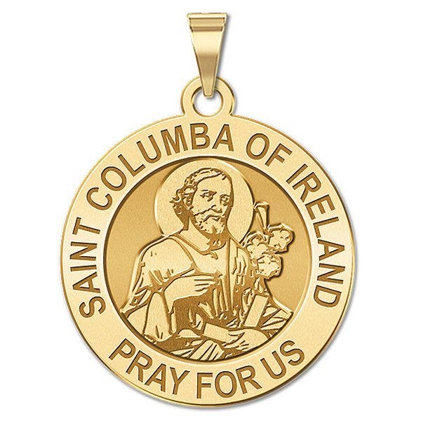 Saint Columba of Ireland Round Religious Medal