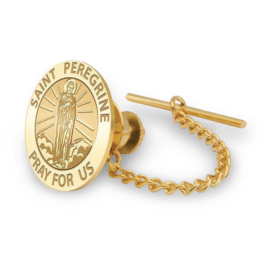 Saint Peregrine Religious Tie Tack  "EXCLUSIVE"