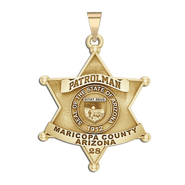 Personalized 6-Point Star Arizona Sheriff Badge with Rank, Number & Dept.
