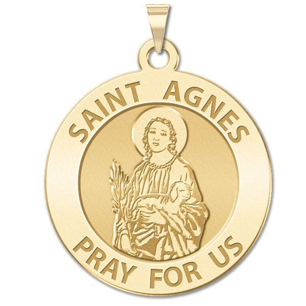 Saint Agnes of Rome Round Religious Medal