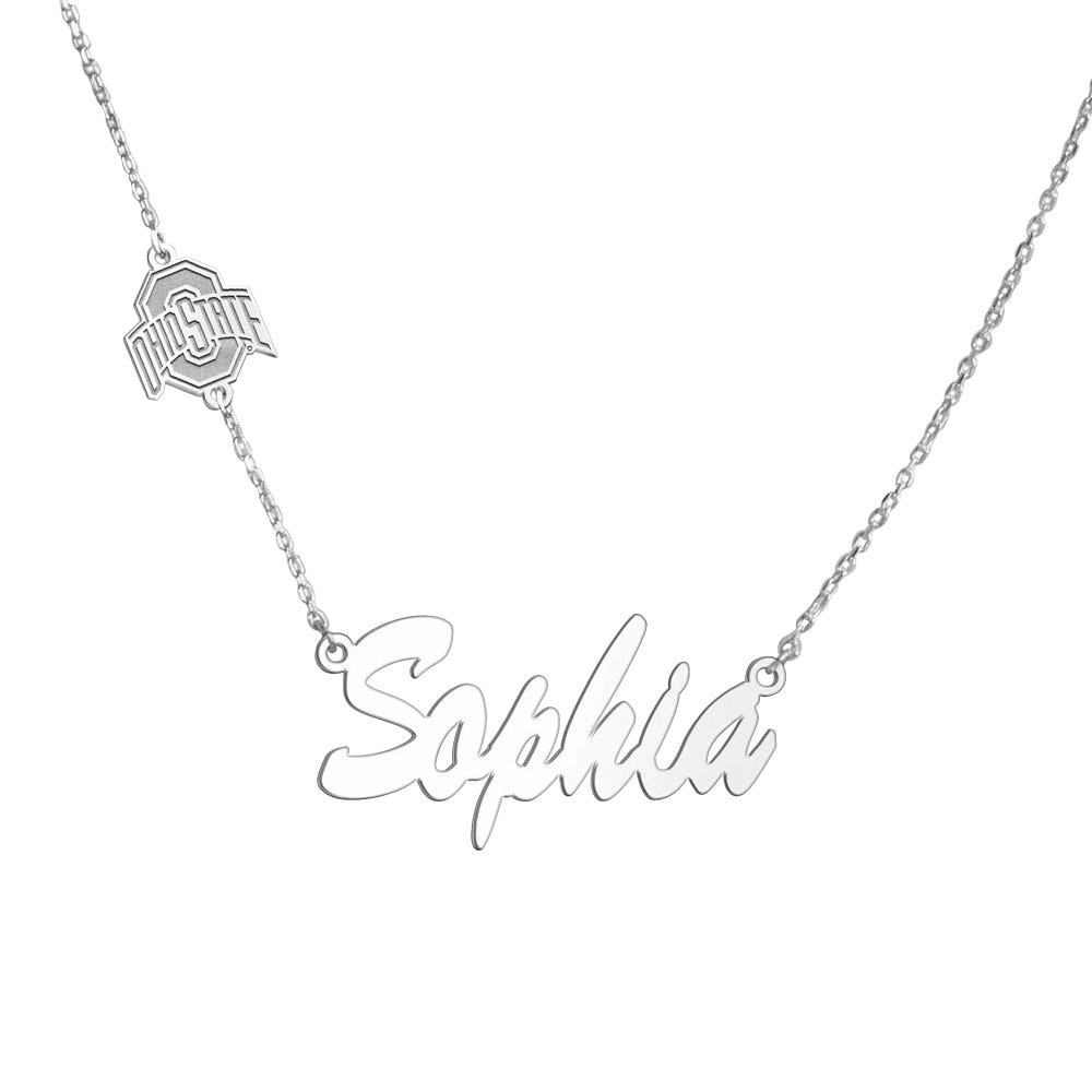 Ohio State University Name Necklace with Logo Charm