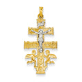14k Two-tone Cara Vaca Crucifix Pendant