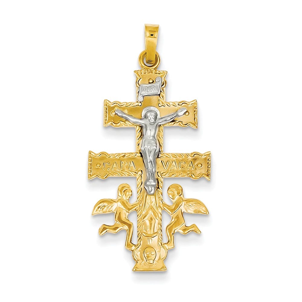 14k Two-tone Cara Vaca Crucifix Pendant