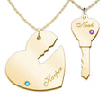 Couple's Engravable Key to My Heart Set of 2 Names Pendant