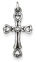 Sterling Silver Antiqued Heart Cross Charm