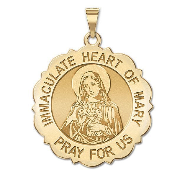 Immaculate Heart of Mary Scalloped Religious Medal "EXCLUSIVE"
