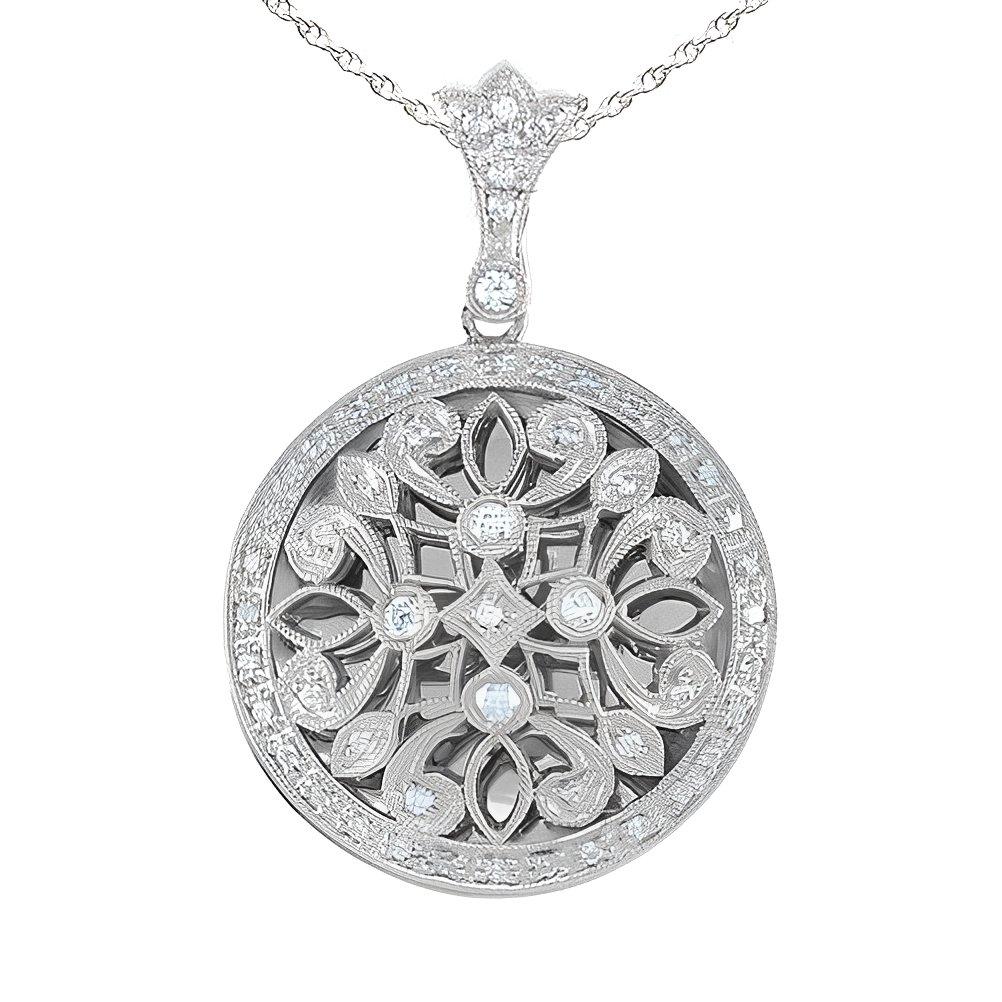 Silver Cubic Zirconia or CZ Round Photo Locket