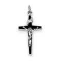 Sterling Silver Rhodium-plated Enameled Crucifix Charm