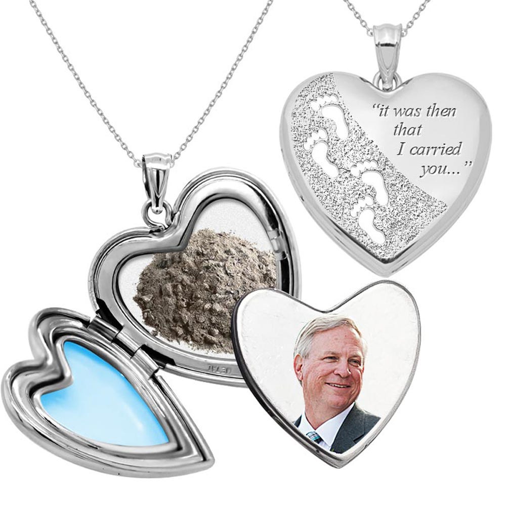 'Always in my Heart - Footprints' Cremation & Hair Photo Locket