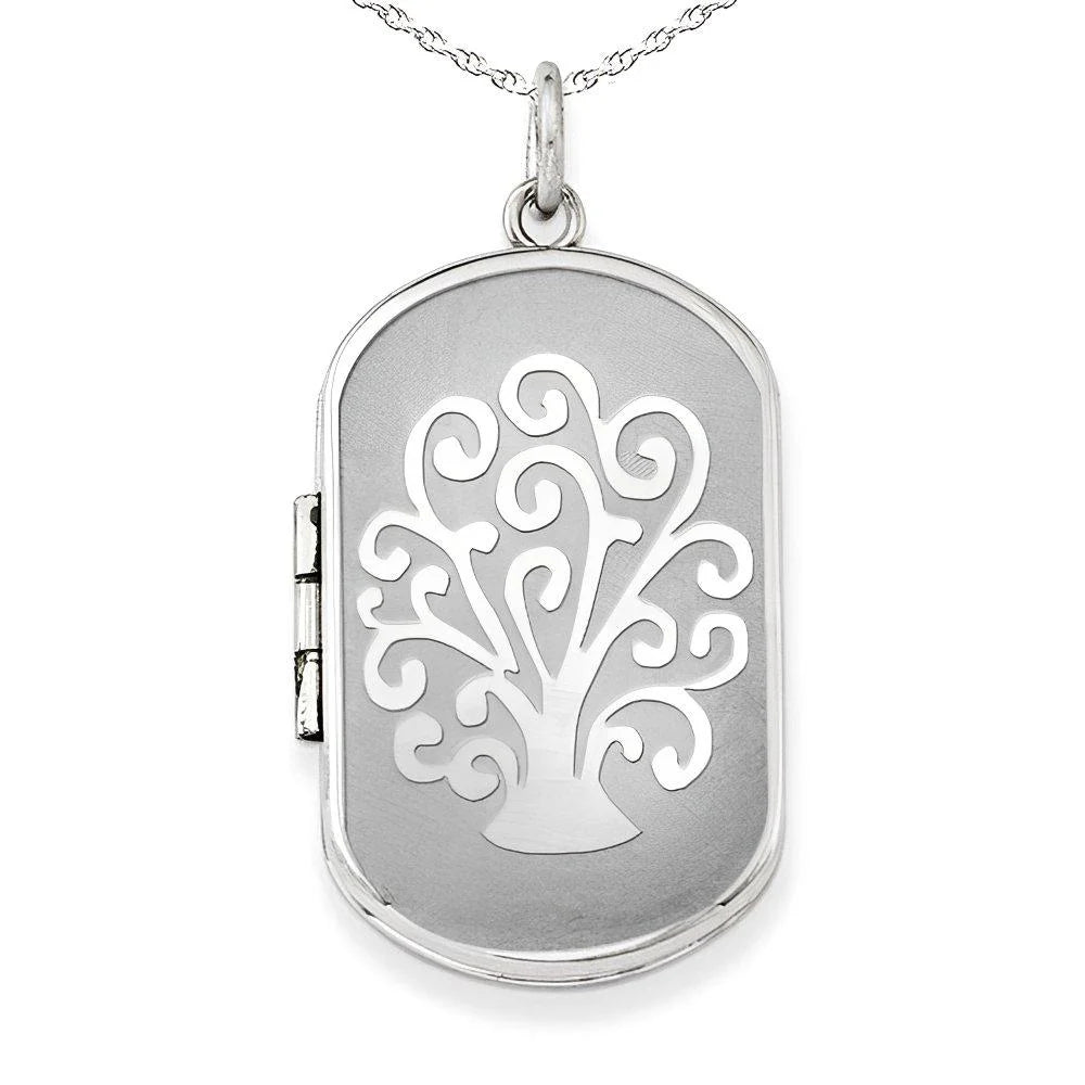 Silver Tree of Life Dog Tag Photo Locket