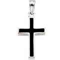 14K White Gold CROSS W/BLACK EPOXY