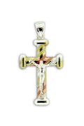Sterling Silver Tri-color Crucifix Cross Pendant