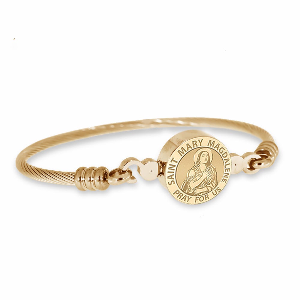 Stainless Steel Saint Mary Magdalene Bangle Bracelet