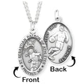 Sterling Silver Saint Sebastian Sided Basketball Oval Religious Medal w/ Chain